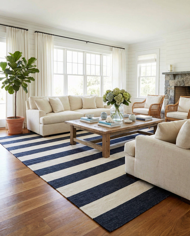 Martha's Vineyard Blueprints Collection Area Rug - Edgartown Rectangle Nautical Navy  lifestyle 42