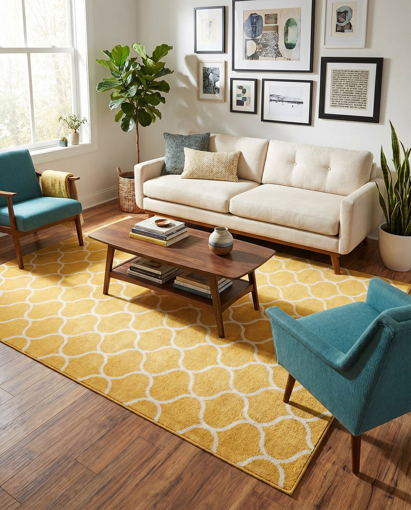 Trellis Mosaic Collection Area Rug -  Pergolatown (Yellow) Rectangle Yellow  lifestyle 22