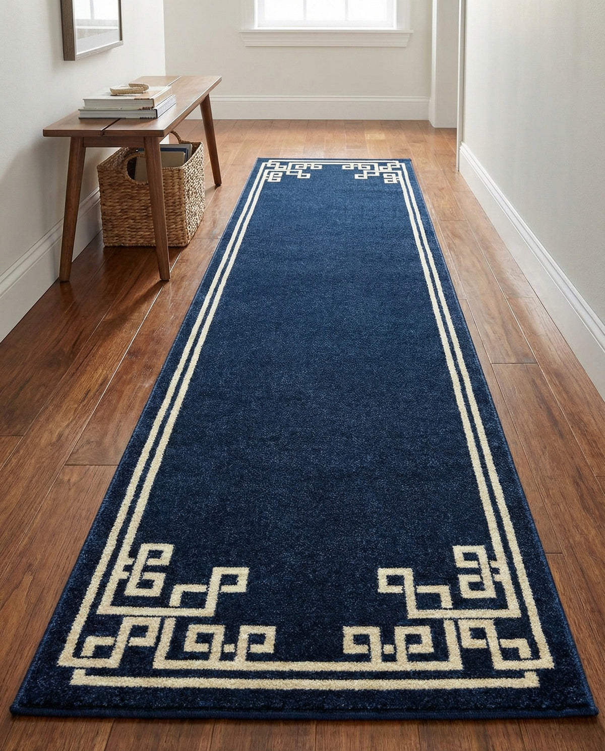 Aegean Labyrinth Collection Area Rug -  Rhodes Runner Dark Blue  lifestyle 110
