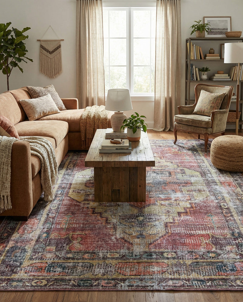 Zahara Oasis Collection Area Rug -  Rabat Rectangle Yellow Pink  lifestyle 18