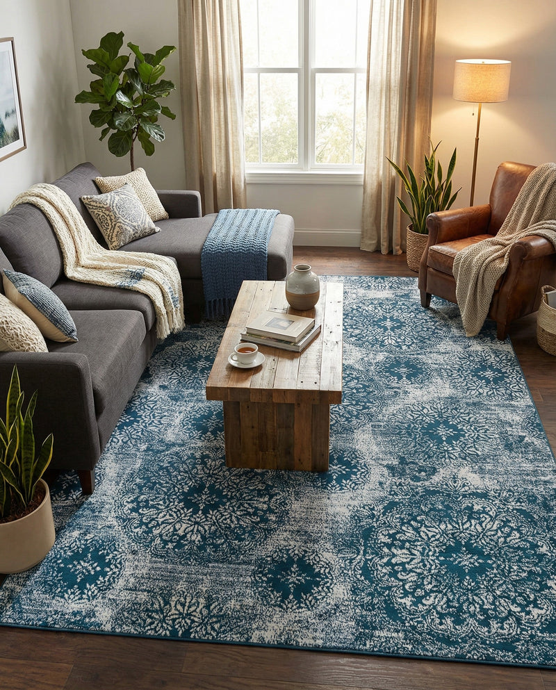 Riviera Elegance Collection Area Rug -  Monaco (Blue) Rectangle Blue  lifestyle 23
