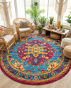Caribbean Cove Collection Area Rug -  Canouan Round Pink Blue  lifestyle 27