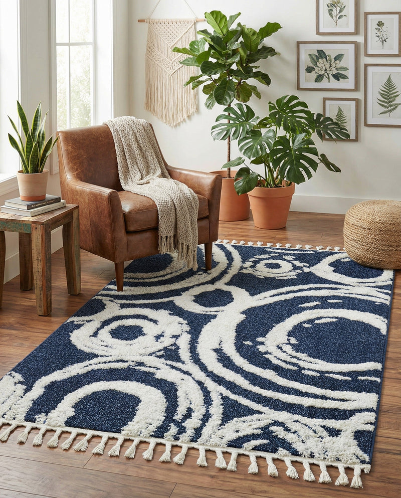 Sahara Chic Collection Area Rug -  Nubia Rectangle Blue  lifestyle 58