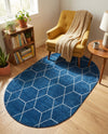 Trellis Mosaic Collection Area Rug - Arborville (Navy Blue) Oval Navy Blue  lifestyle 92