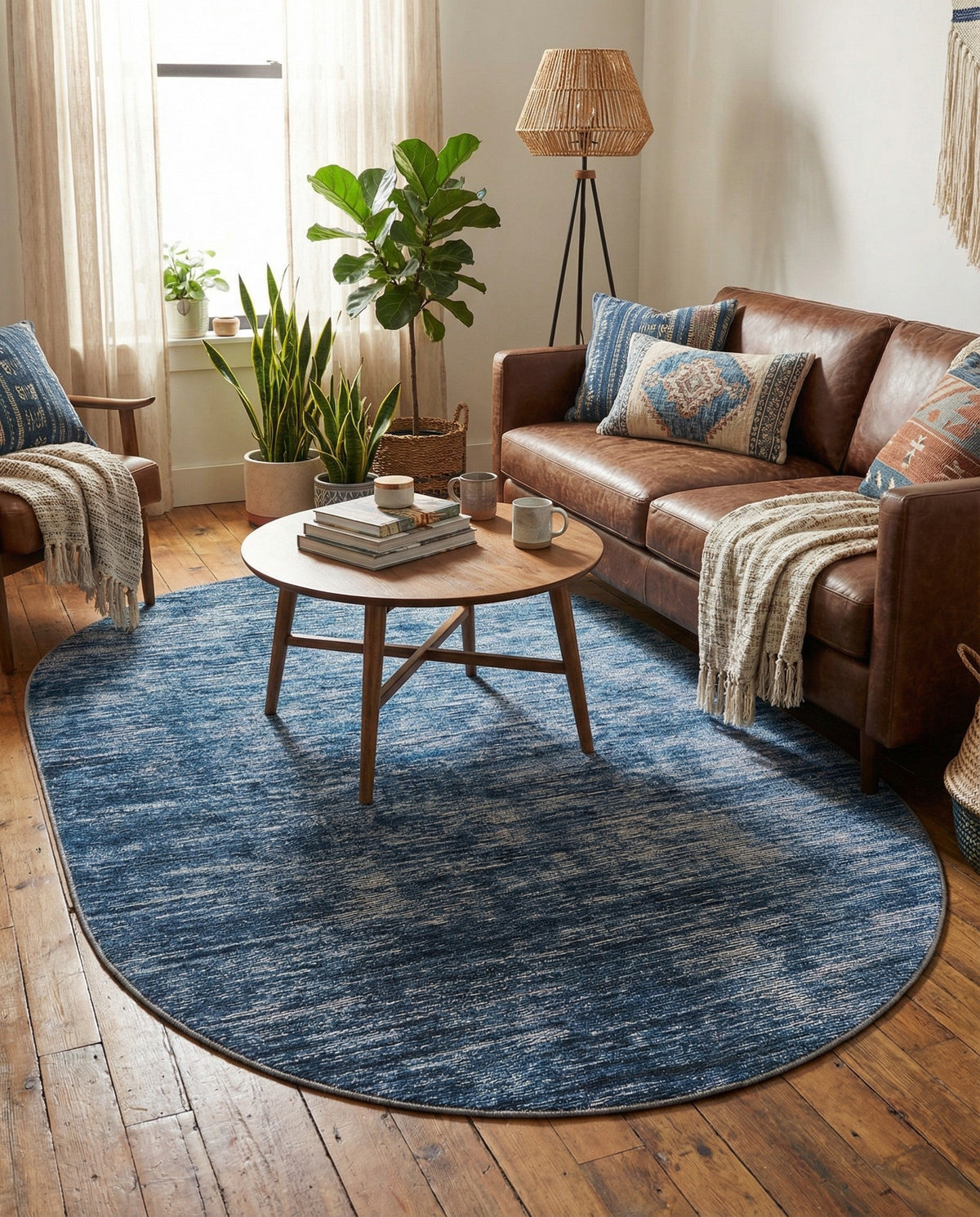 Sahara Essence Collection Area Rug - Oasis (Blue) Oval Blue  lifestyle 86