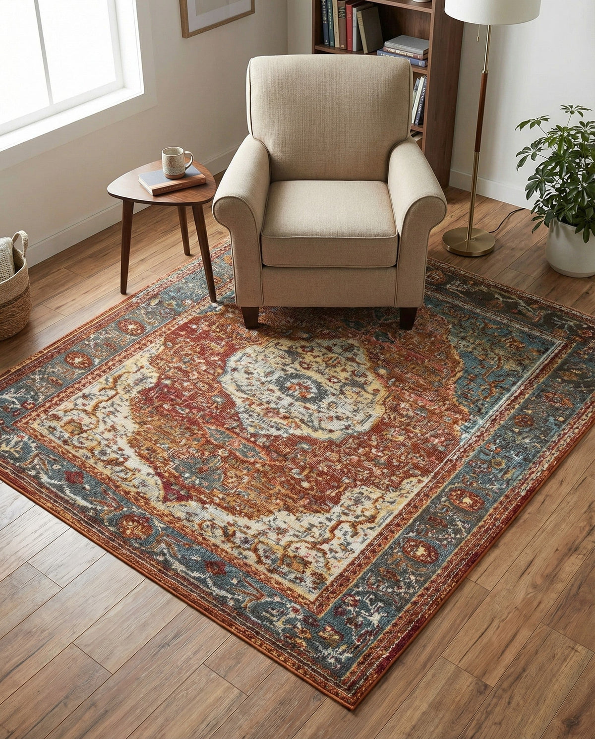 Caribbean Breeze Collection Area Rug -  Vieques Square Rust Red  lifestyle 93