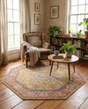 Seville Stripes Collection Area Rug - Cadiz (Yellow) Octagon Yellow  lifestyle 64
