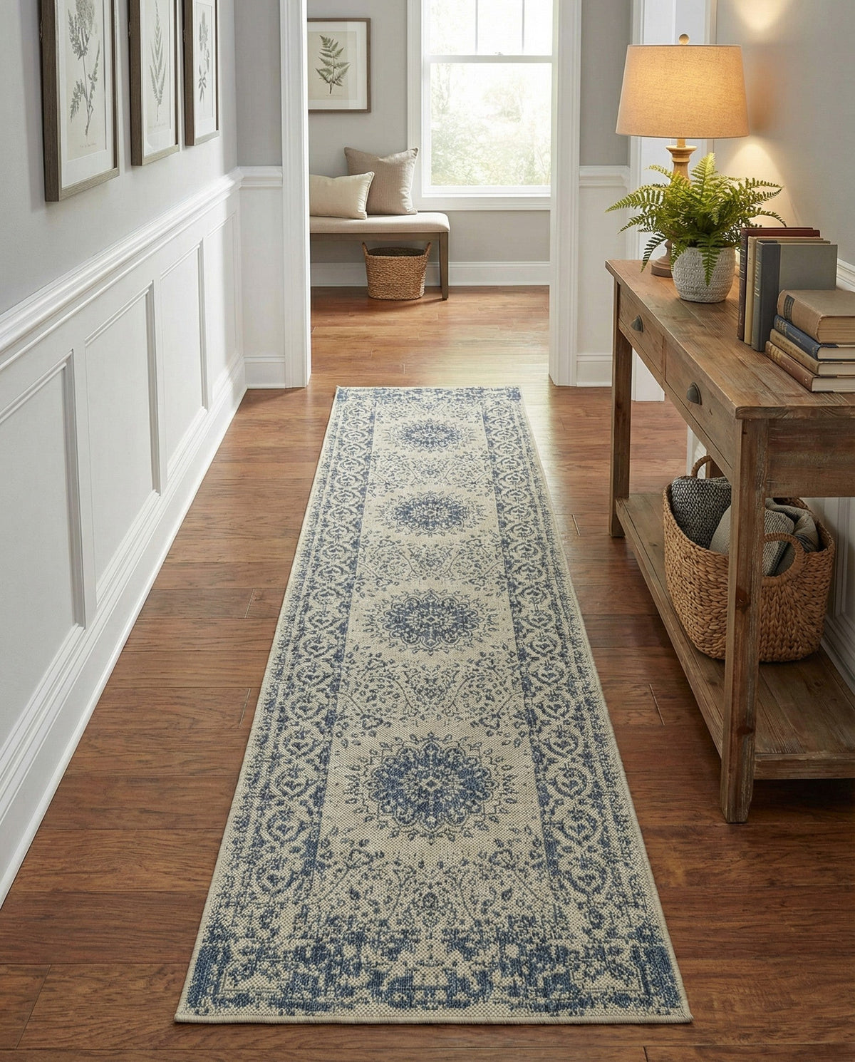 Patio Heritage Collection Area Rug -  Lafayette (Blue) Runner Blue  lifestyle 82