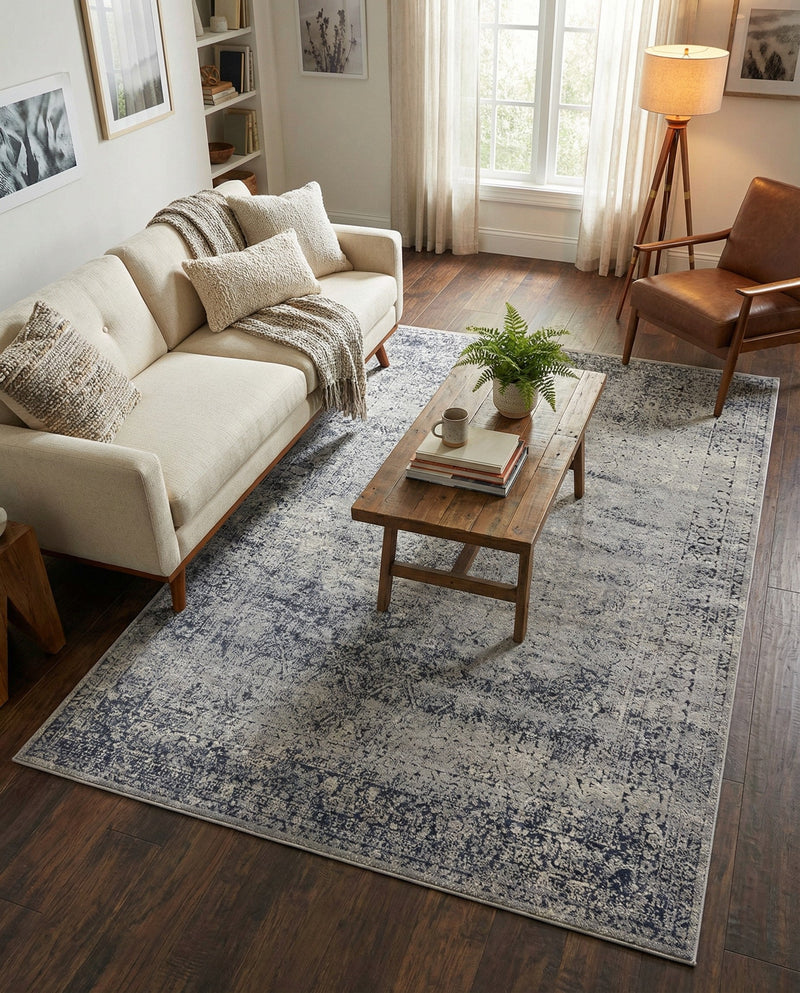 Coastal Manor Collection Area Rug -  Marina Rectangle Blue Gray  lifestyle 49