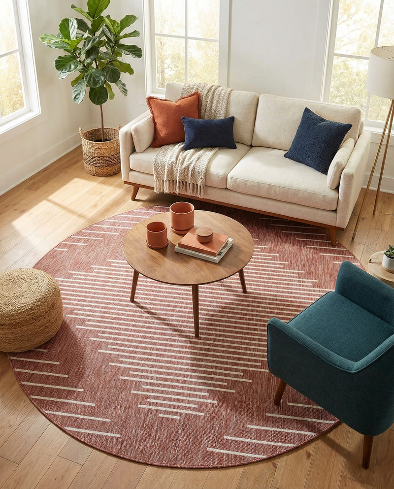 Urban Terrace Collection Area Rug -  Chelsea (Rust Red) Round Rust Red  lifestyle 70