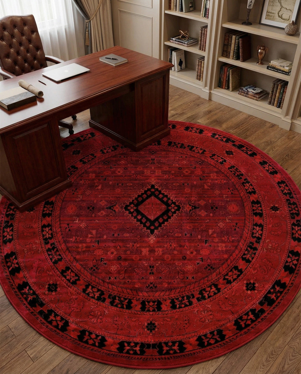 Samarkand Elegance Collection Area Rug -  Zarafshan Round Red  lifestyle 94