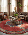 Eden Oasis Collection Area Rug -  Tranquility (Burgundy) Round Burgundy  lifestyle 55