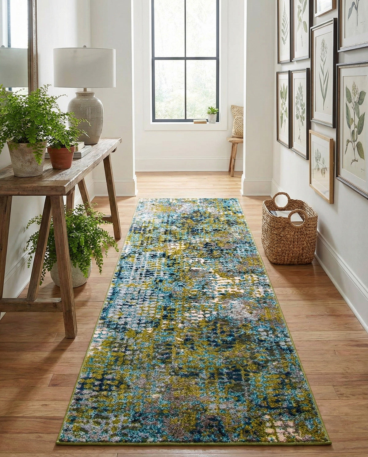 Chromatic Oasis Collection Area Rug -  Tropic Runner Blue Green  lifestyle 124