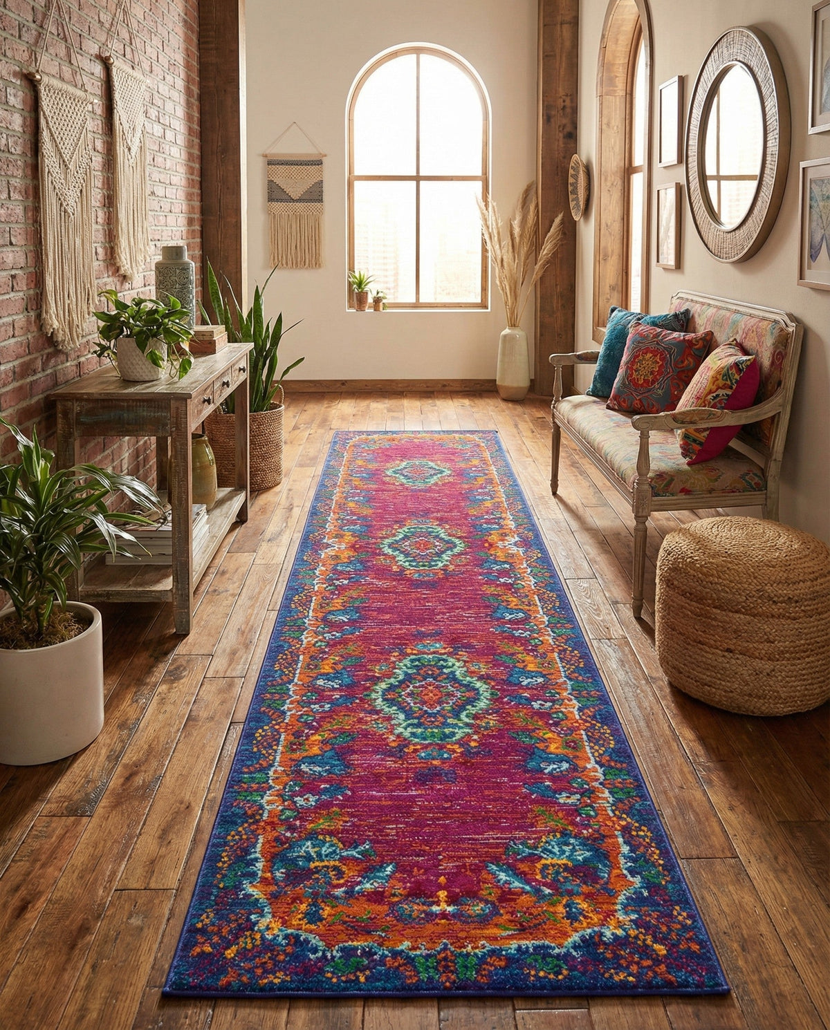Caribbean Cove Collection Area Rug -  Nevis Runner Fuchsia  lifestyle 110