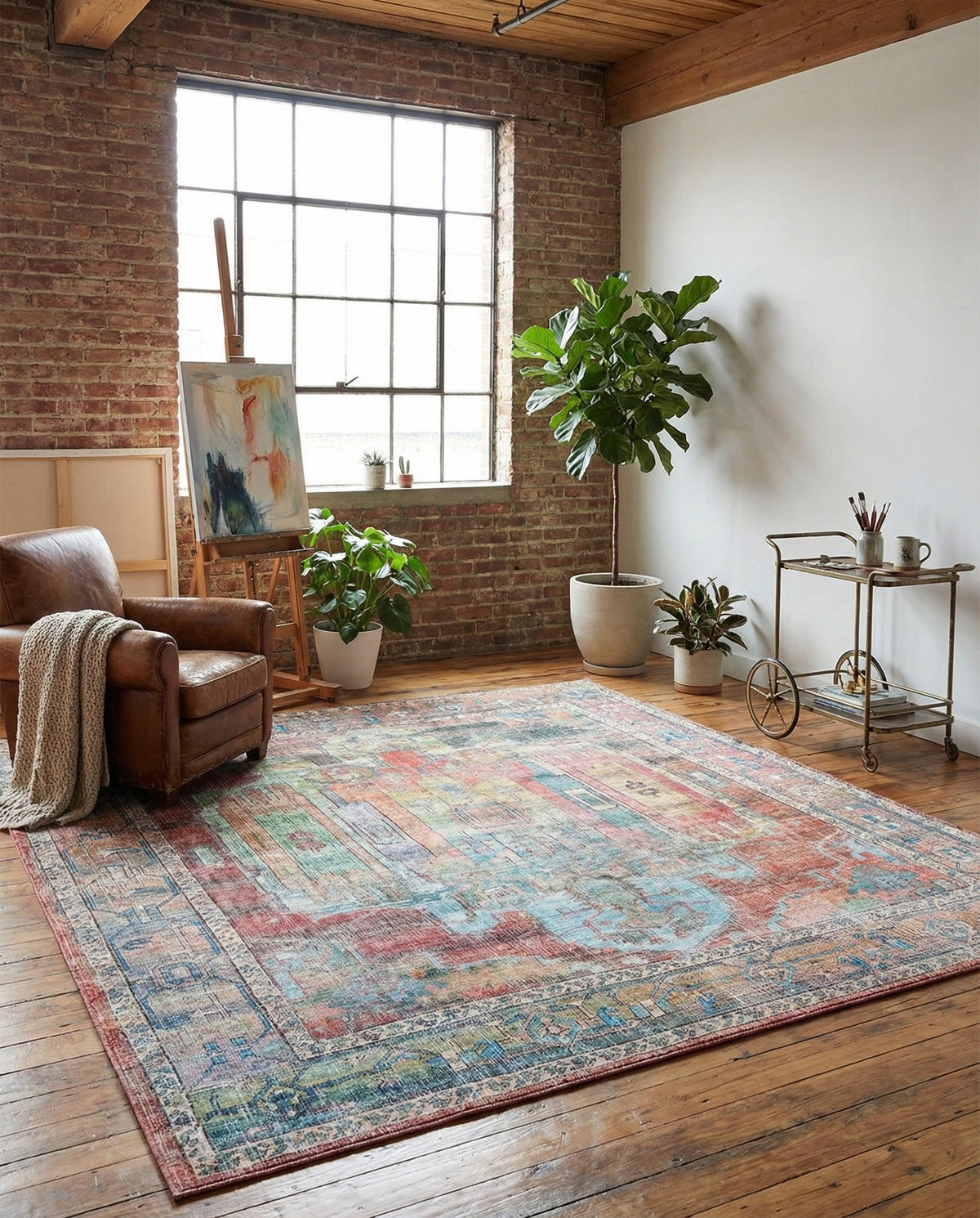 Zahara Oasis Collection Area Rug - Sahara Square Multi  lifestyle 157