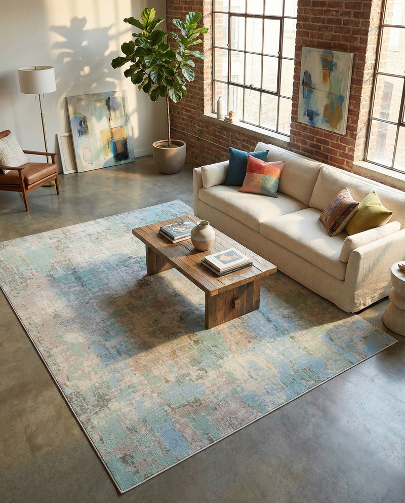 Lagoon Oasis Collection Area Rug -  Seagrass Rectangle Teal  lifestyle 25