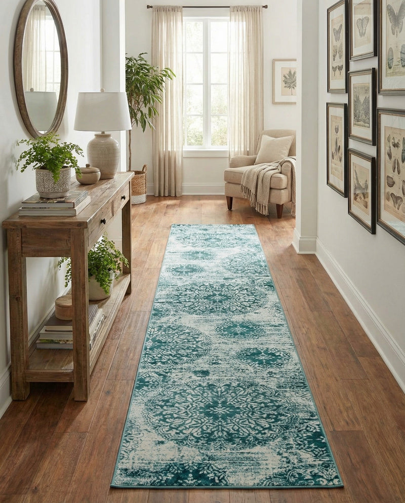 Riviera Elegance Collection Area Rug -  Monaco (Turquoise) Runner Turquoise  lifestyle 42
