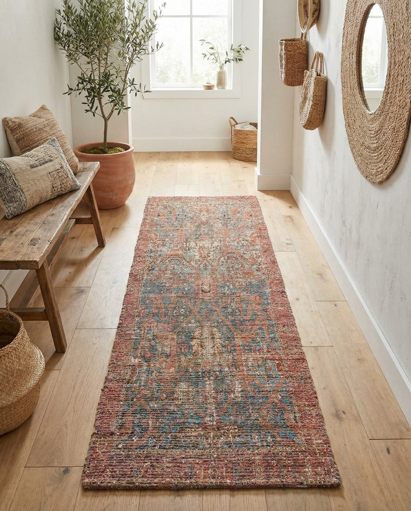 Savannah Threads Collection Area Rug -  Patagonian Runner Antique Blue  lifestyle 31