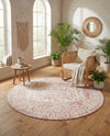 Cambridge Classics Collection Area Rug -  Pembroke (Pink) Round Pink  lifestyle 29