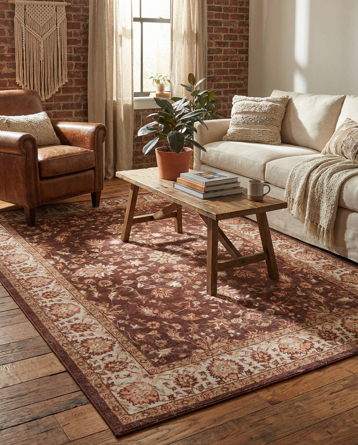 Casablanca Tapestry Collection Area Rug -  Marrakech (Coffee Brown) Rectangle Coffee Brown  lifestyle 12