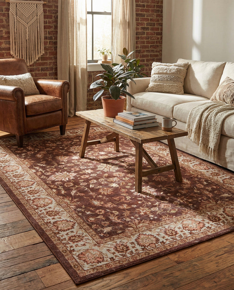 Casablanca Tapestry Collection Area Rug -  Marrakech (Coffee Brown) Rectangle Coffee Brown  lifestyle 12