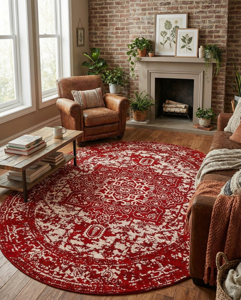 Georgetown Rugs Collection Area Rug - Dupont (Red) Oval Red  lifestyle 55
