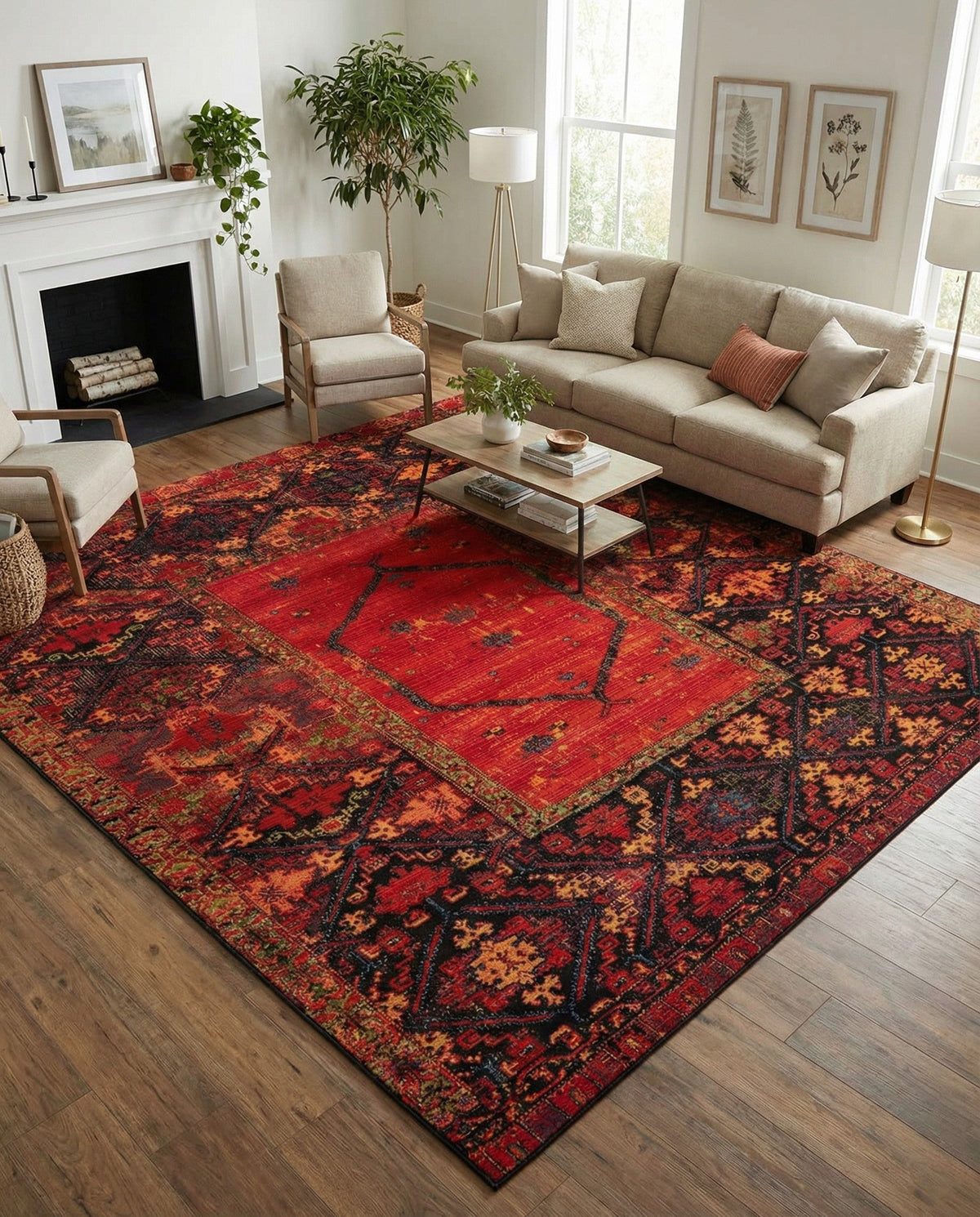 Safari Escape Rugs Collection Area Rug - Serengeti Square Multi  lifestyle 136