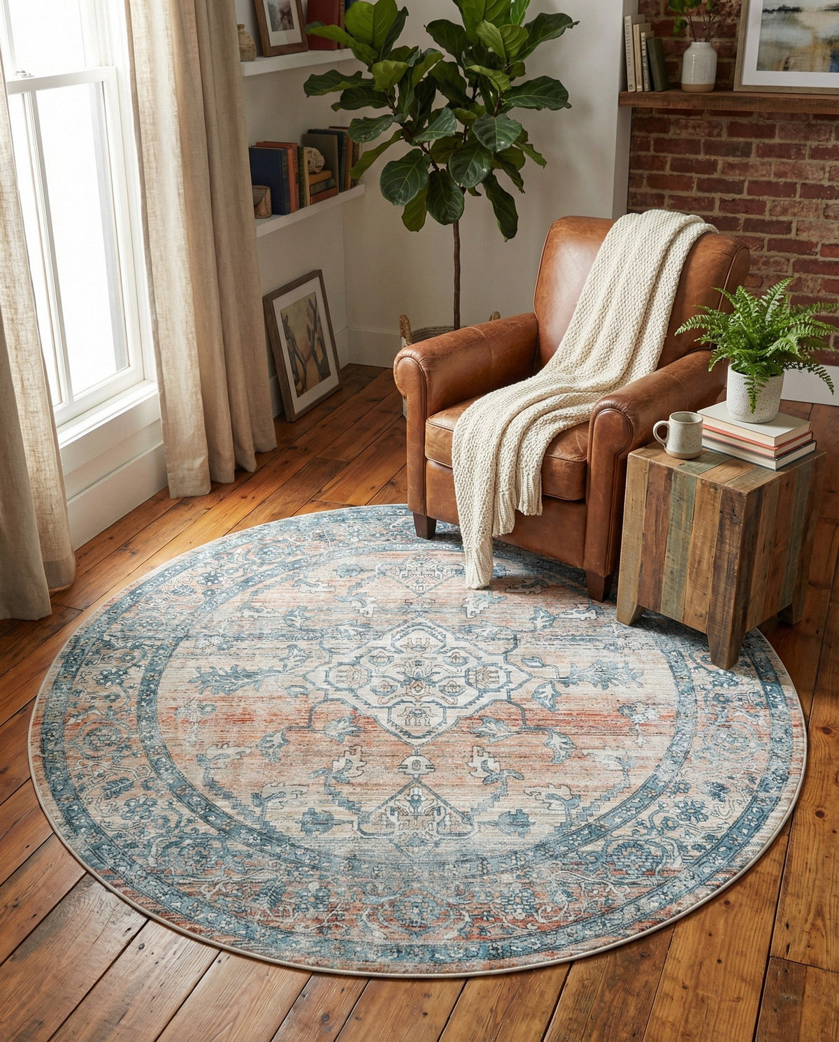 Coastal Haven Collection Area Rug -  Marina Round Multi  lifestyle 206