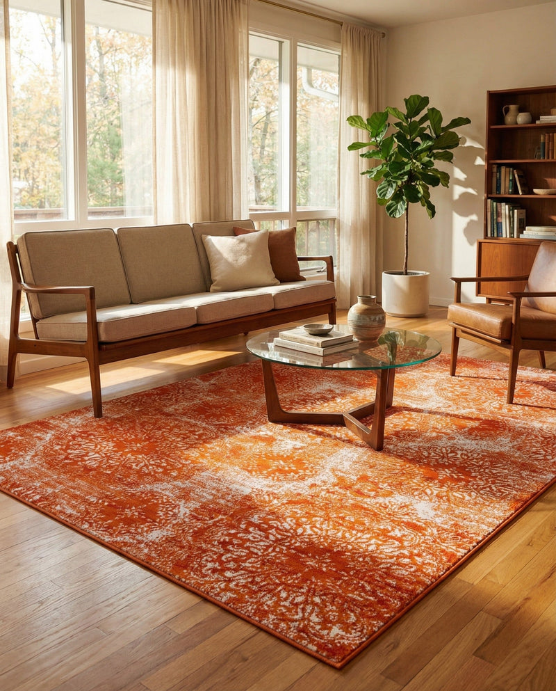 Riviera Elegance Collection Area Rug -  Monaco (Orange) Rectangle Orange  lifestyle 22