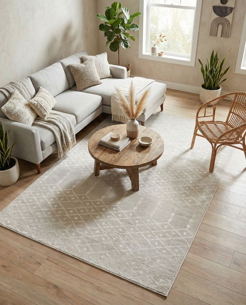 Marrakesh Lattice Collection Area Rug - Casablanca (Light Gray) Rectangle Light Gray  lifestyle 17