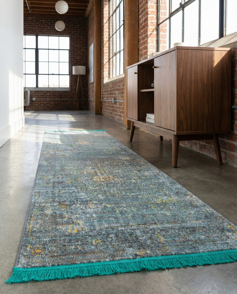 Caribbean Breeze Collection Area Rug -  Martinique Runner Turquoise  lifestyle 49