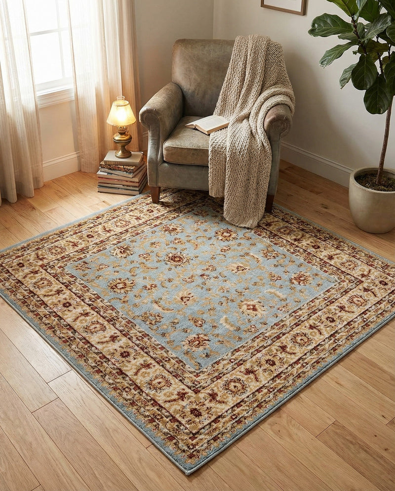 Jaipur Elegance Collection Area Rug -  Nahargarh (Light Blue) Square Light Blue  lifestyle 67