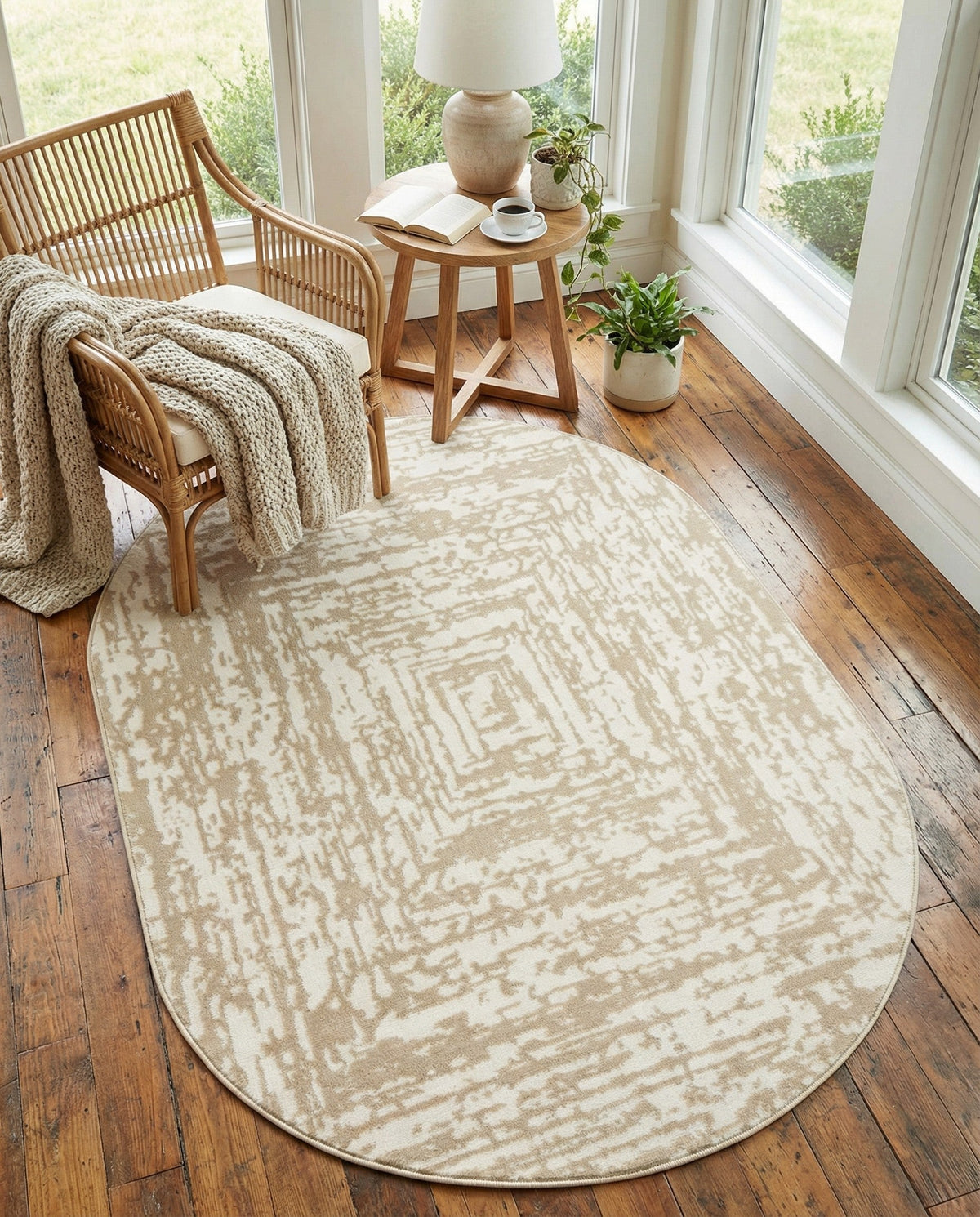 Sanctuary Retreat Collection Area Rug -  Asylum Oval White Bone  lifestyle 142