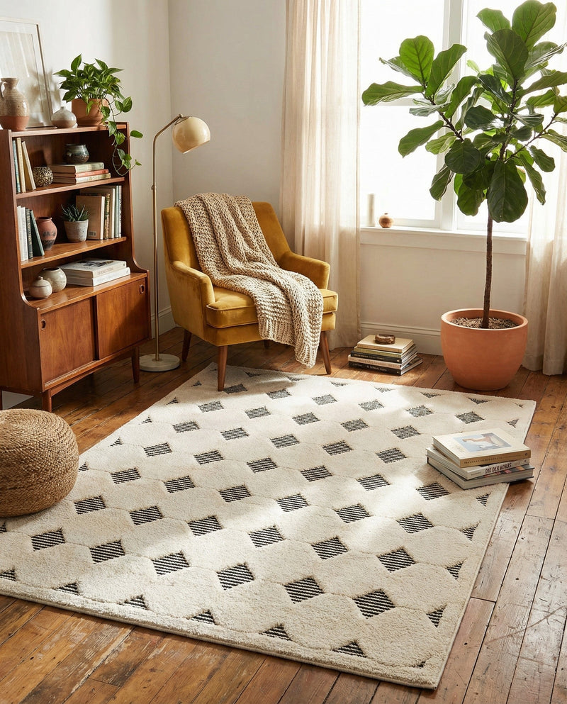 Monochrome Collection Area Rug -  Quartz Rectangle Black and White  lifestyle 16
