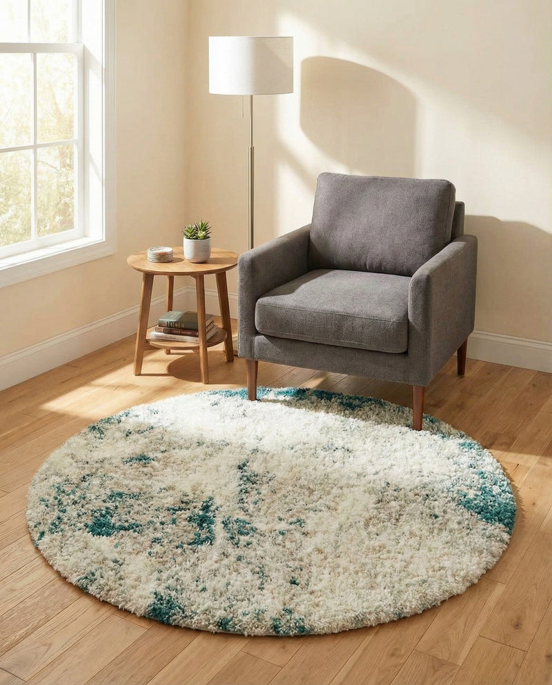 Cozy Haven Shag Collection Area Rug -  Tranquility (Sage Green) Round Sage Green  lifestyle 32