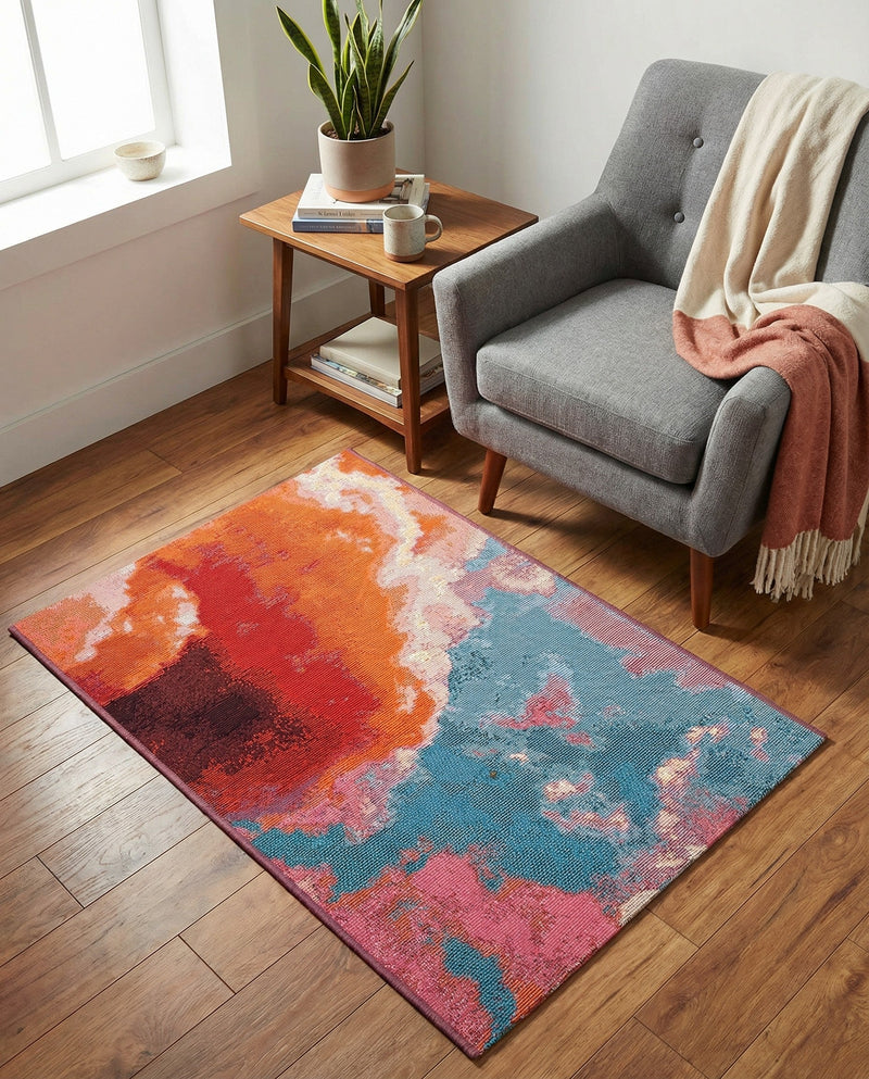 Urban Terrace Collection Area Rug -  Patio Rectangle Gray and Pink  lifestyle 6