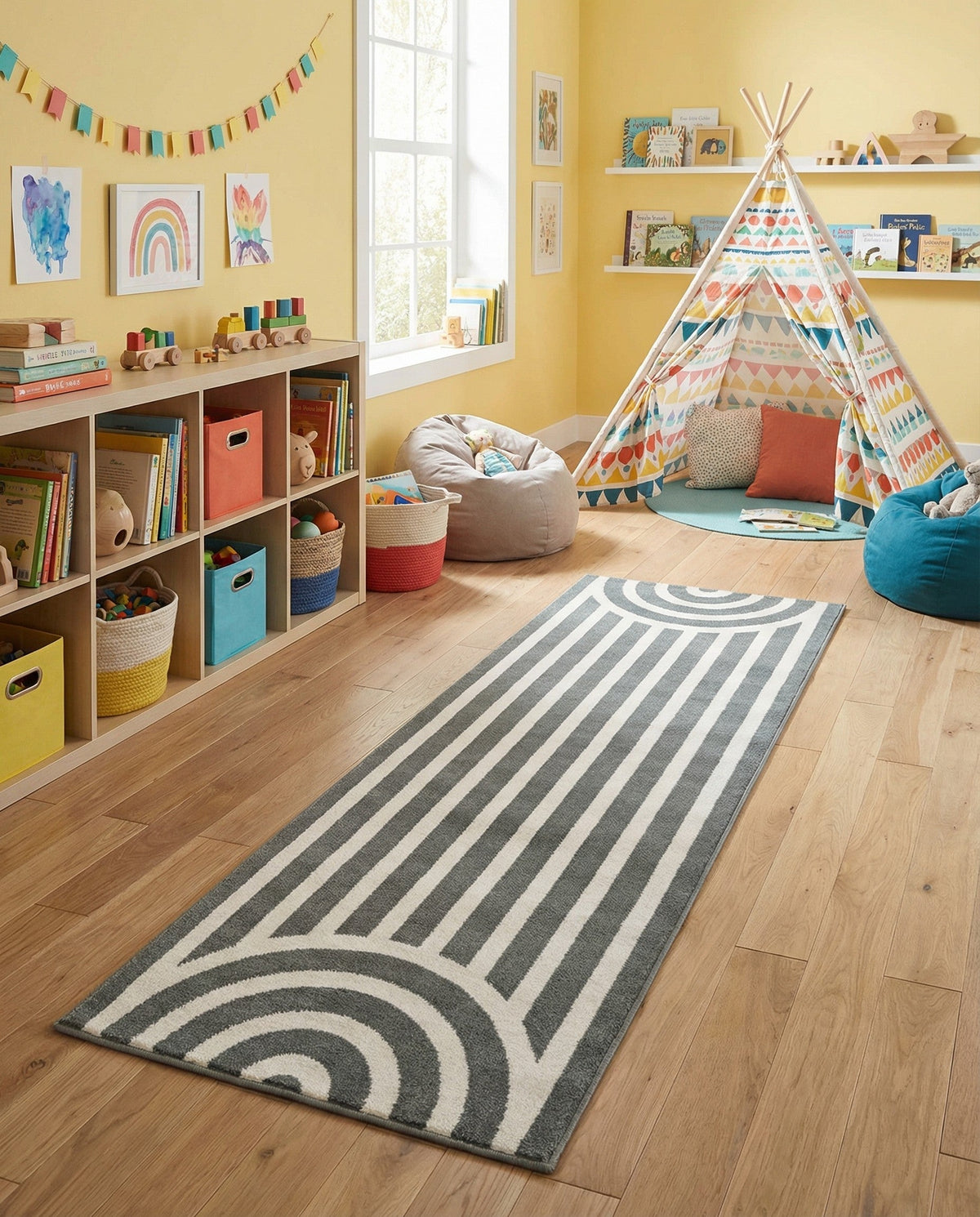 Wonder Tykes Collection Area Rug -  Joydale Runner Gray and Silver  lifestyle 185