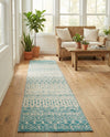Mediterranean Lattice Collection Area Rug -  Casablanca (Ivory Blue) Runner Ivory Blue  lifestyle 61
