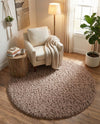Eternal Plush Oasis Collection Area Rug -  Tranquility (Khaki) Round Khaki  lifestyle 72