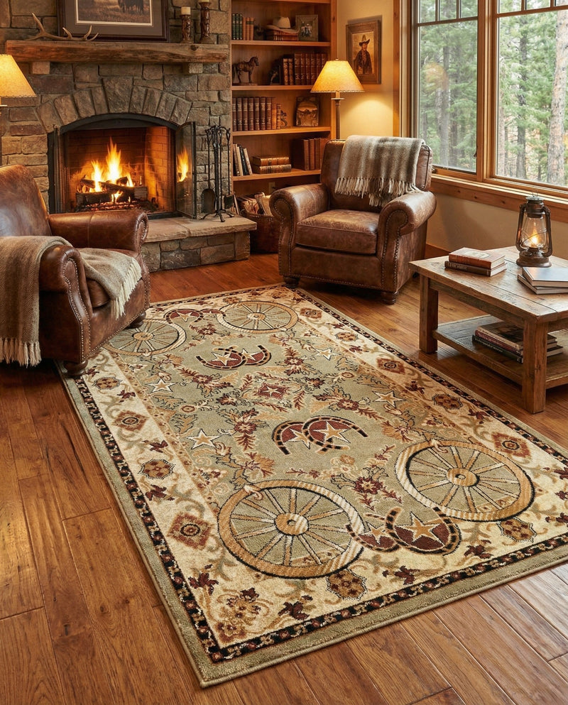 Frontier Trails Collection Area Rug -  Onyx Rectangle Green  lifestyle 67