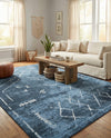 Aegean Elegance Washables Collection Area Rug - Santorini Rectangle Navy Blue  lifestyle 44