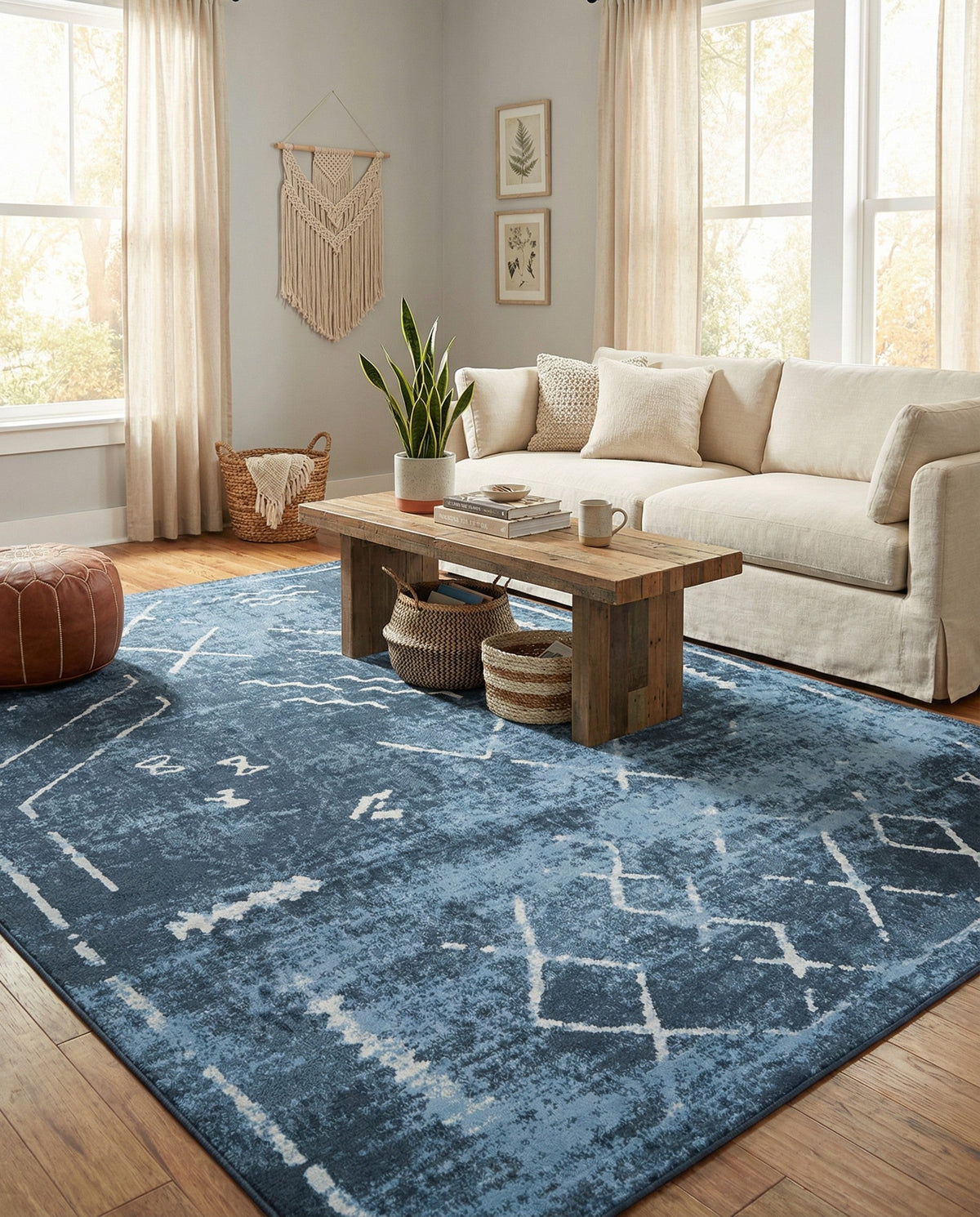 Aegean Elegance Washables Collection Area Rug - Santorini Rectangle Navy Blue  lifestyle 44