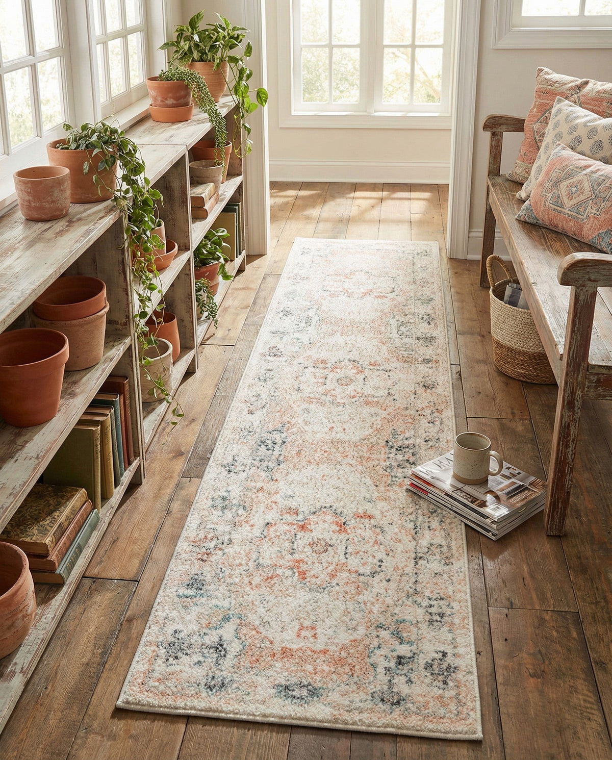Parisian Elegance Collection Area Rug - Versailles (Ivory) Runner Ivory  lifestyle 137