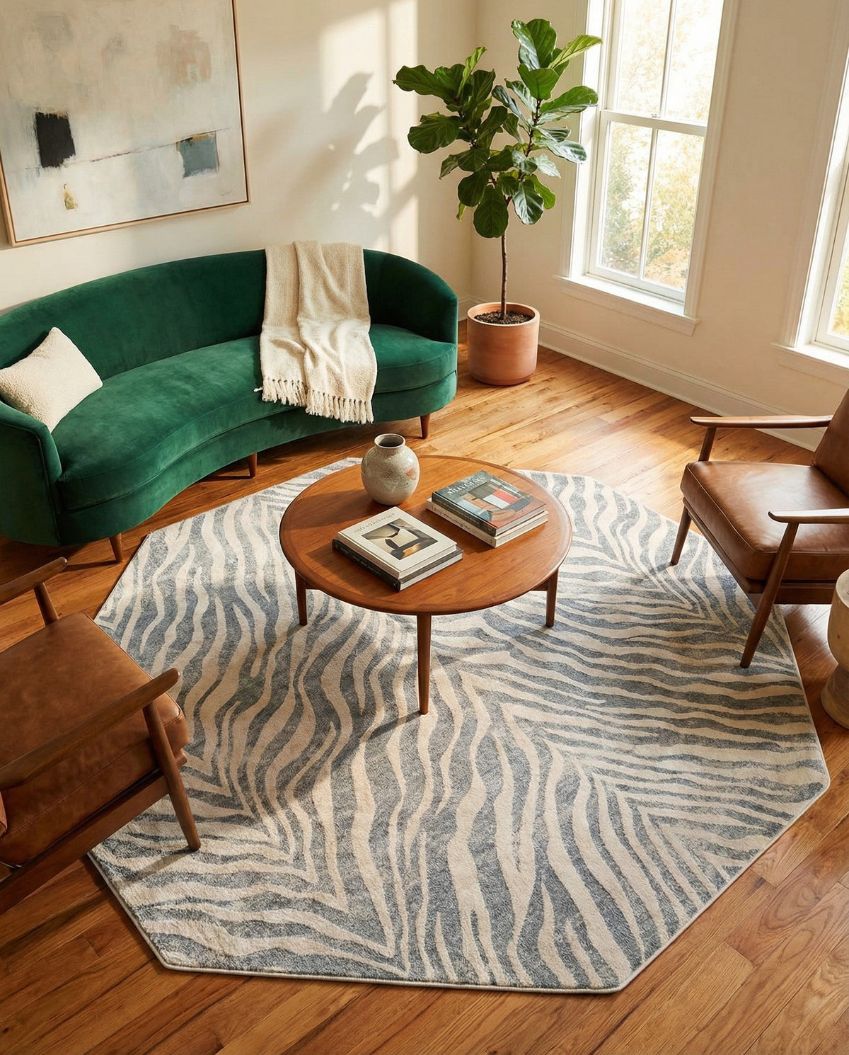Bloomsbury Elegance Collection Area Rug -  Chelsea Octagon Gray and Ivory  lifestyle 72