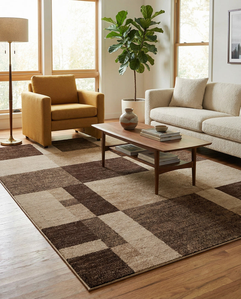 Autumn Meadow Collection Area Rug -  Sycamoreside (Light Brown) Rectangle Light Brown  lifestyle 19