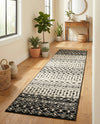 Mediterranean Lattice Collection Area Rug -  Casablanca (Black and White) Runner Black and White  lifestyle 63