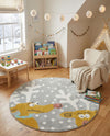 Wonder Tykes Collection Area Rug -  Mystic Round Gray  lifestyle 48