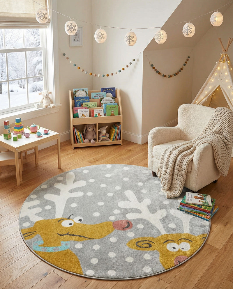 Wonder Tykes Collection Area Rug -  Mystic Round Gray  lifestyle 48