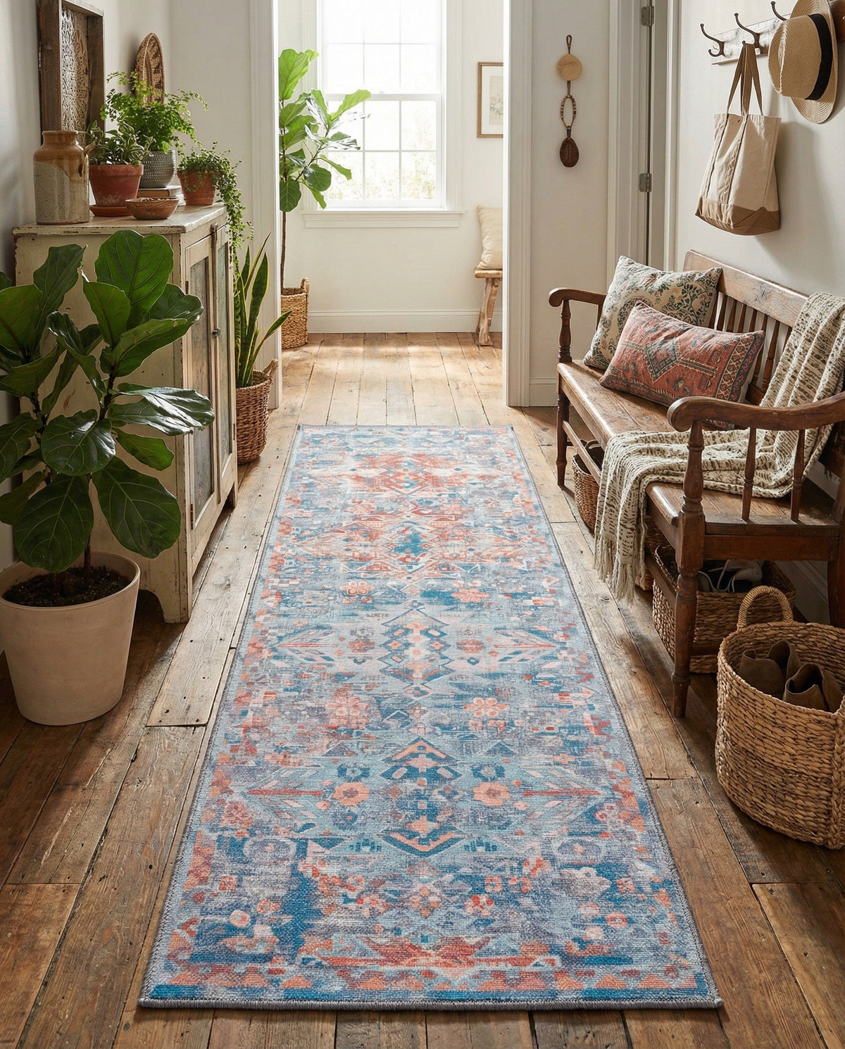 Heritage Elegance Collection Area Rug -  Potala Runner Blue  lifestyle 104