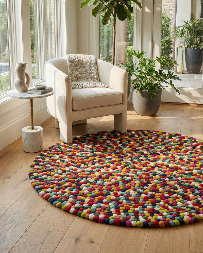 Woolen Sphere Collection Area Rug - Orbsburg (Multi) Round Multi  lifestyle 69